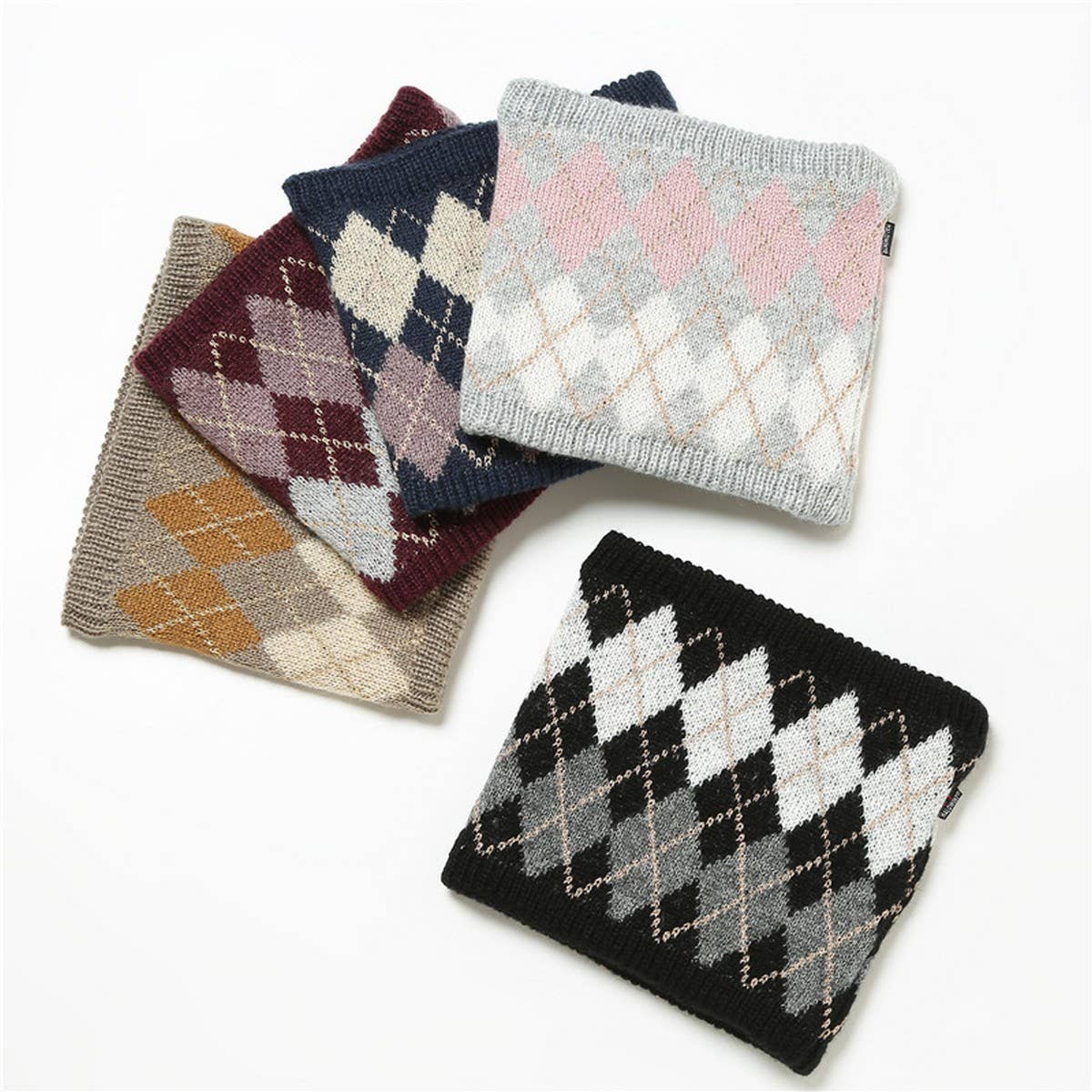 PLAID CONTRAST COLOR FASHION NECK COVER_CWASC1036