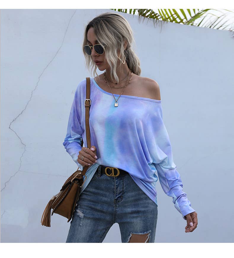 Round-neck fashionable loose tie-dye T-shirt