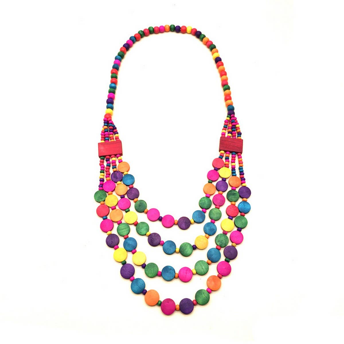 HANDMADE WOODEN BEADED MULTI-LAYERED NECKLACE