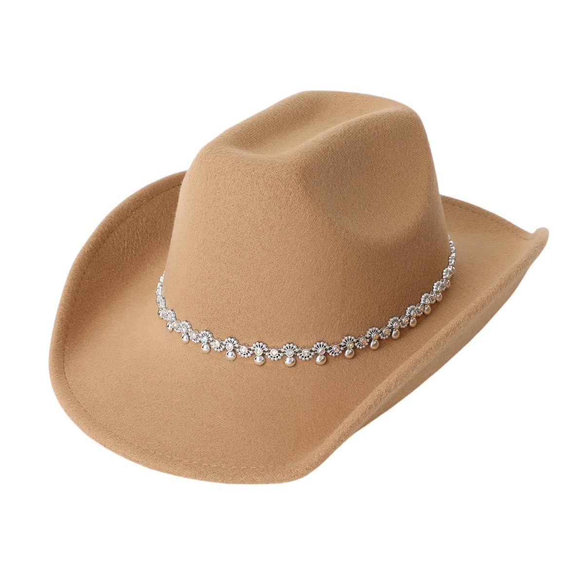 Sequin Spiral Western Felt Hat with Curved Brim_CWAH3645