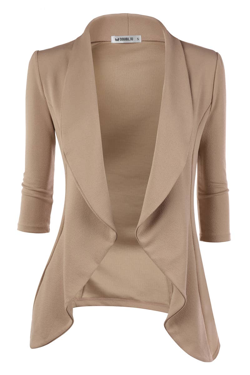 CWOBL089_Casual Work 3/4 Sleeve Open Front Blazer