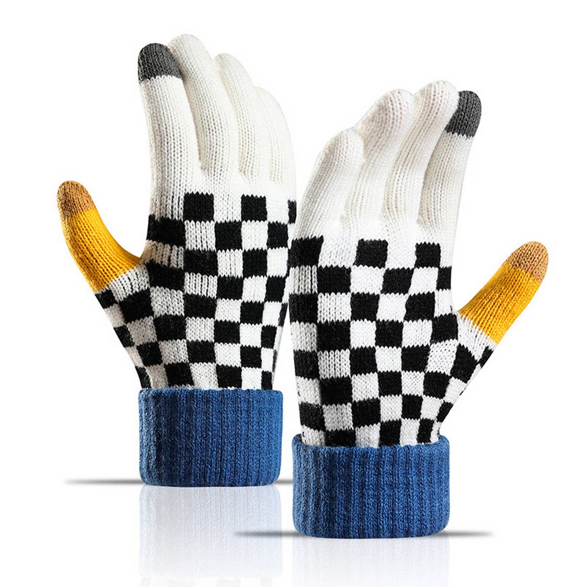 WARM AND WINDPROOF THICK STRIPED KNITTED GLOVES_CWAG0035
