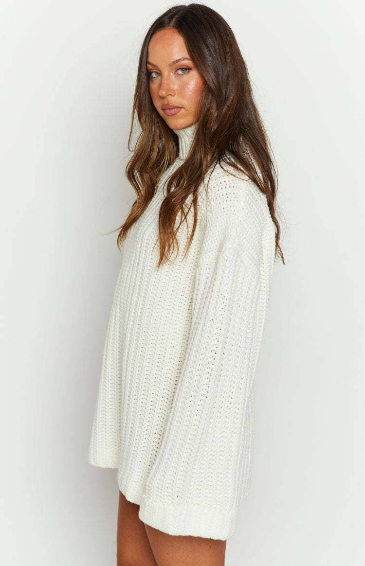 TURTLENECK LONG-SLEEVED LOOSE KNIT SWEATER DRESS