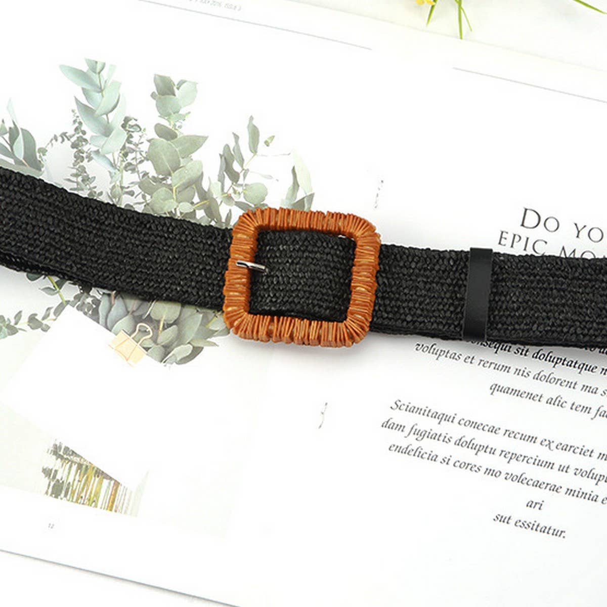 CWABE1188_NEW STYLE SQUARE BUCKLE PP STRAW WOVEN WAIST BELT