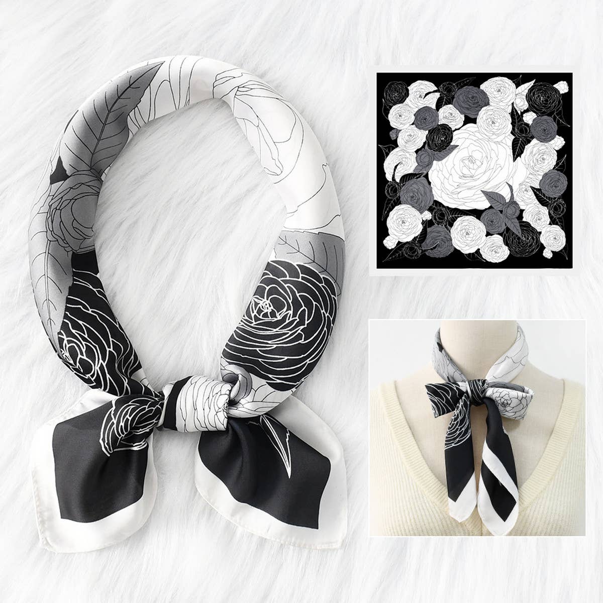 NEW FLORAL FLOWER SQUARE SCARF