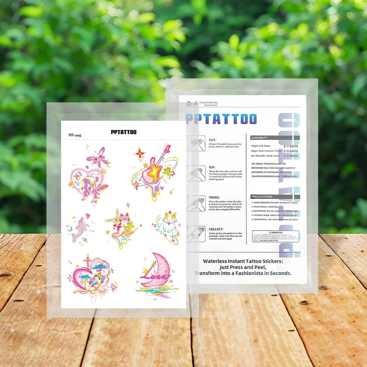 Dopamine Cat Firework Tattoo Stickers Waterproof