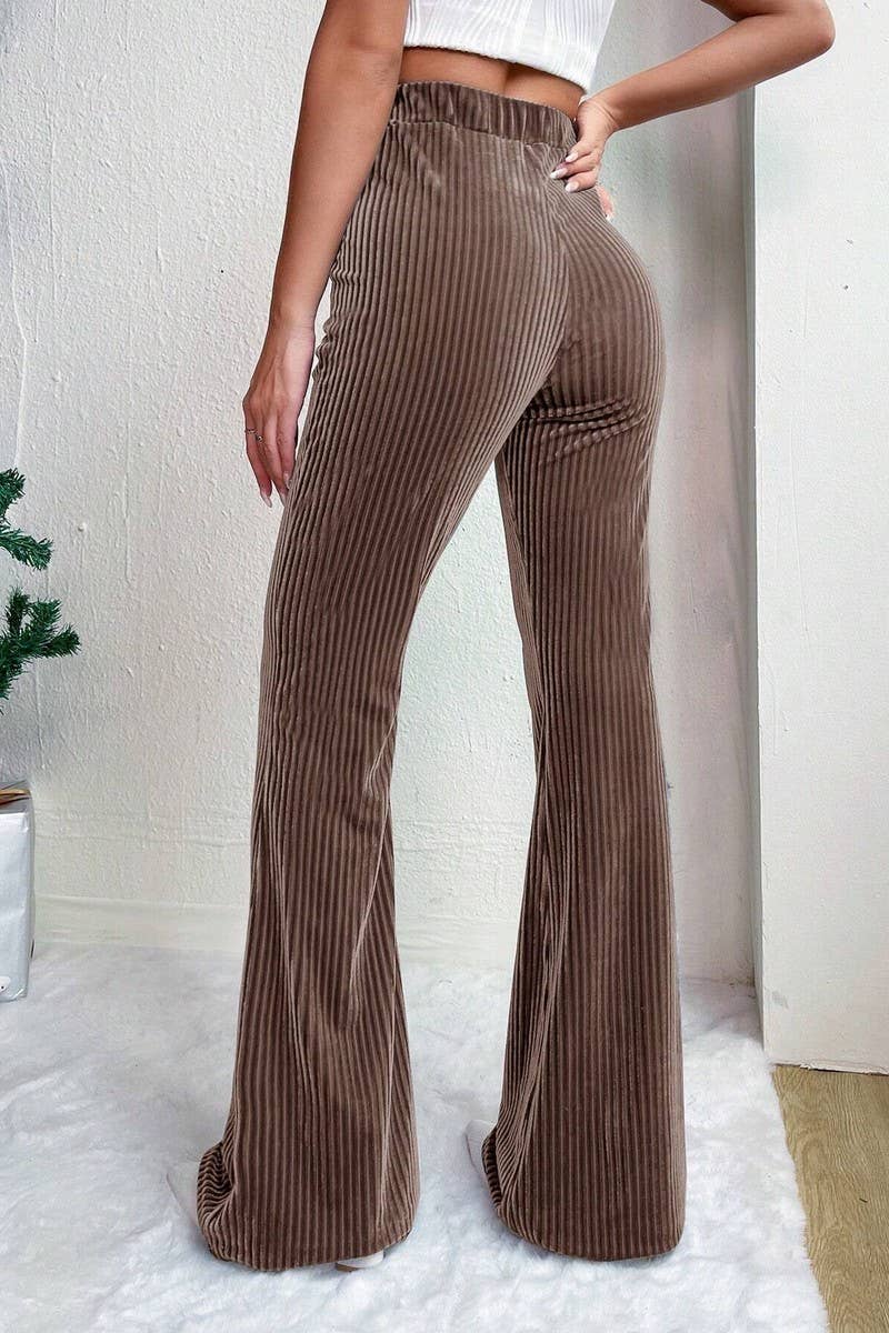 CWBLP2056_HIGH WAIST CORDUROY FLARE WIDE LEG SWEATPANTS