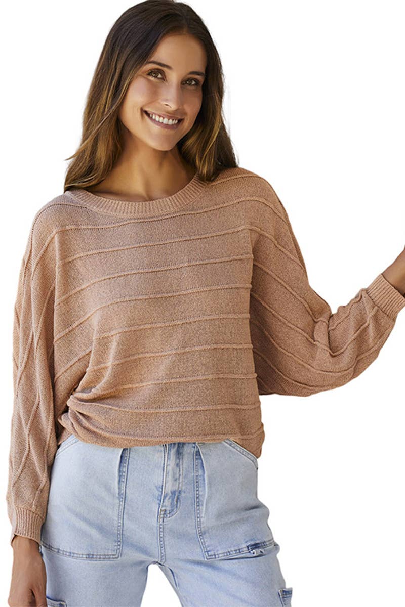 SLOUCHY BAT-SLEEVED SWEATER WITH WIDE NECKLINE