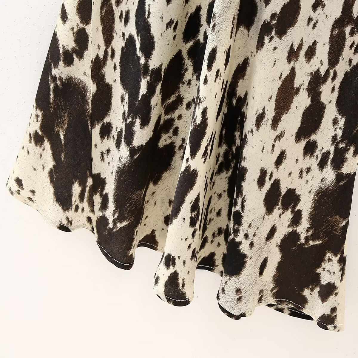 Satin Midi Skirt, Trendy Animal Print Design