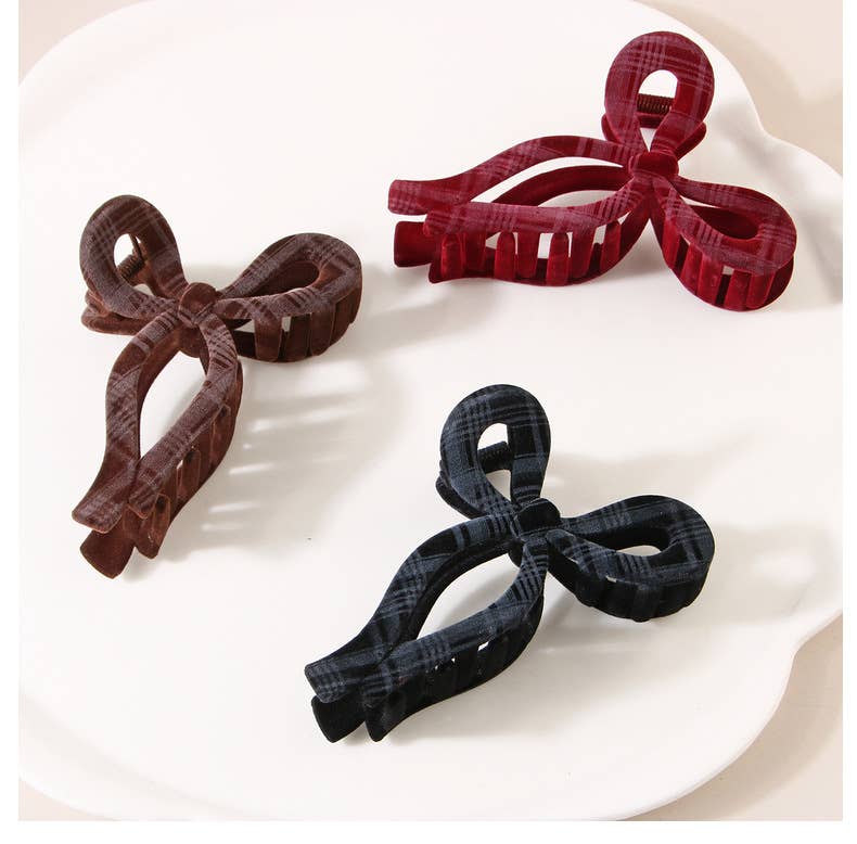 Preppy flocking solid color Premium hair clip