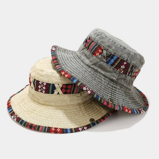 Ethnic Washed Fisherman Hat for Outdoor Sun_CWAH3787