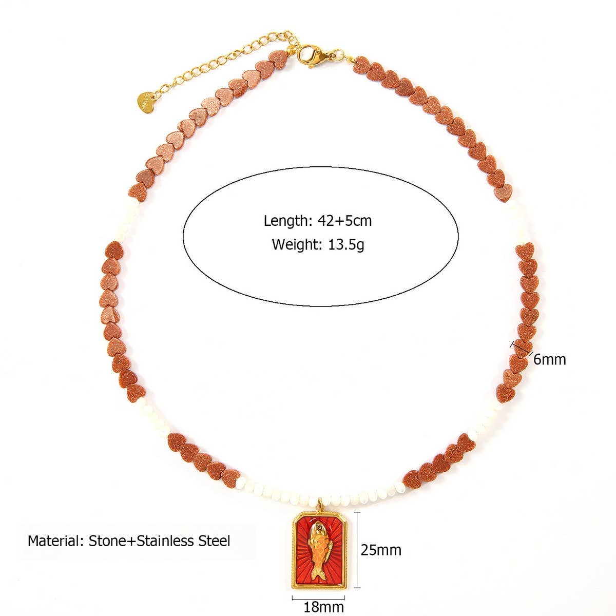 Evil Eye Natural Stone Beaded Handmade Necklace_CWMM8871