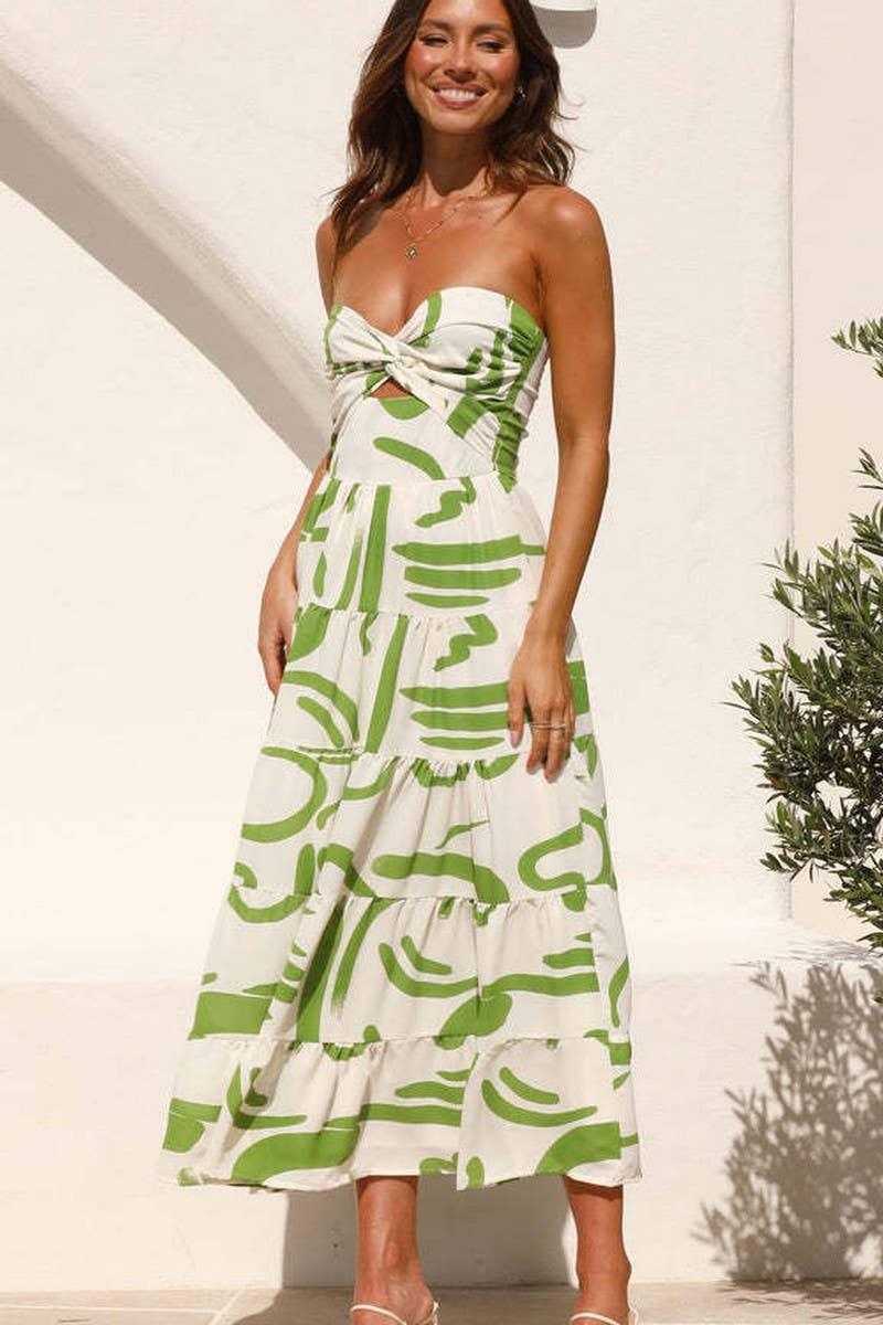 CWDMD5677_SEXY V-NECK BACKLESS TIE STRAP FLORAL MAXI DRESS
