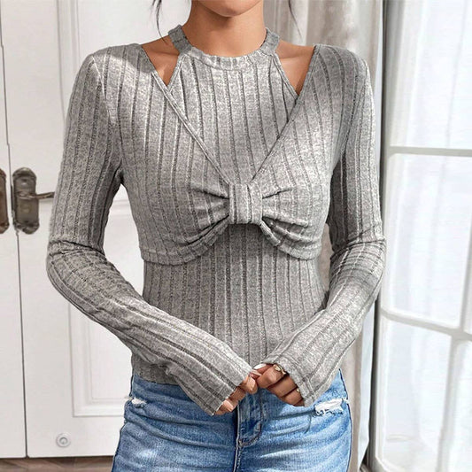 FAKE TWO NECKLINE SIMPLE ELEGANT STYLE T-SHIRTS