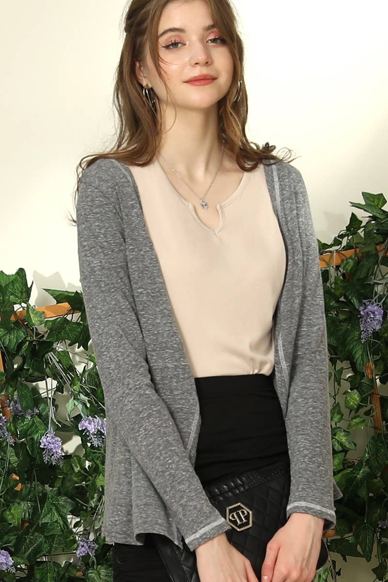 CWOCAL542_SOFT COLOR CONTRAST OVERLOCK KNIT CARDIGAN