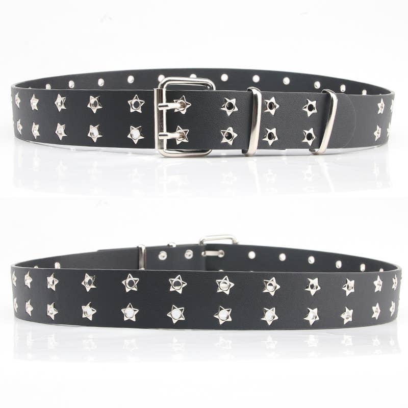 Punk style star-shaped double exhaust hole belt