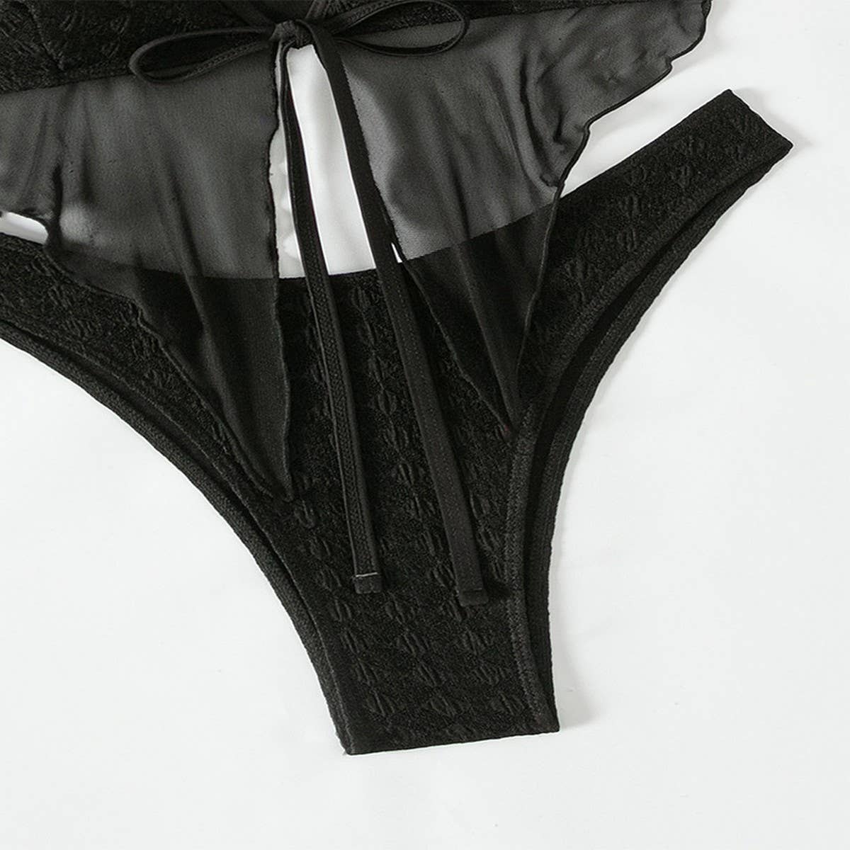 SOLID COLOR HALTER NECK BIKINI FOUR PIECE SWIMSUIT_CWMW0734