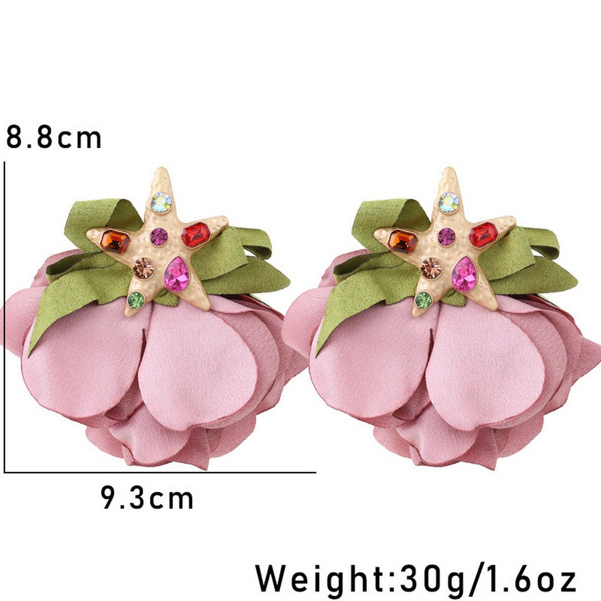 Handmade Starfish Floral Rhinestone Earrings