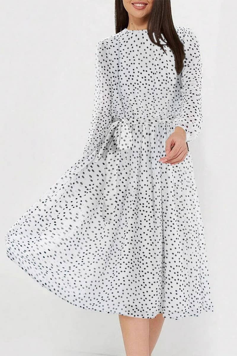 CWDMD5339_HOLIDAY CASUAL STYLE FLORAL TIE WAIST DRESS