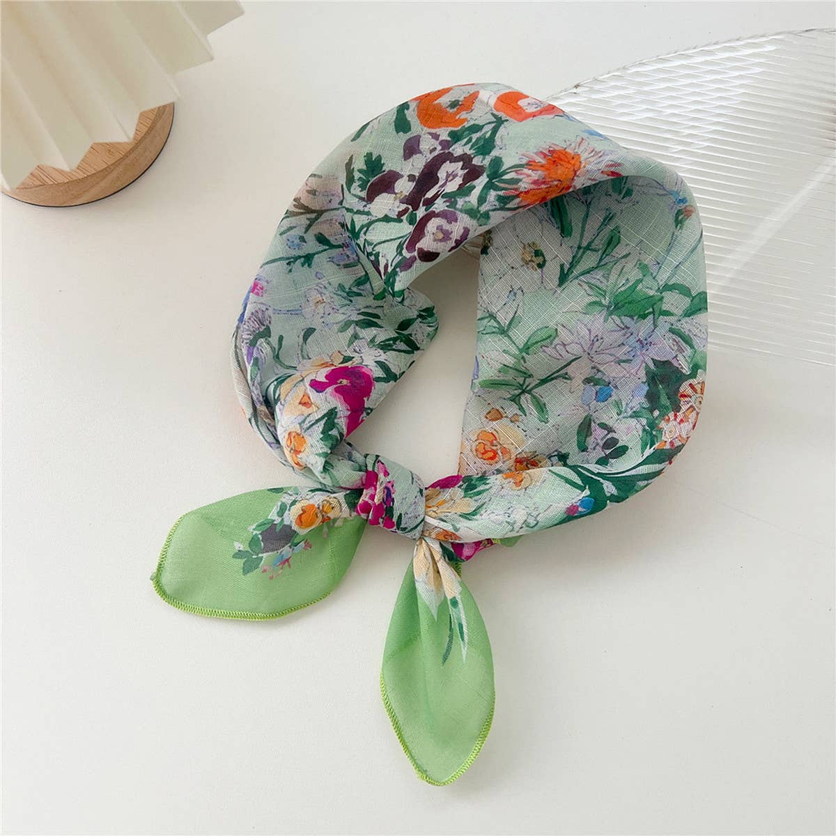 Cotton Linen Square Scarf - Breathable Neck Wrap