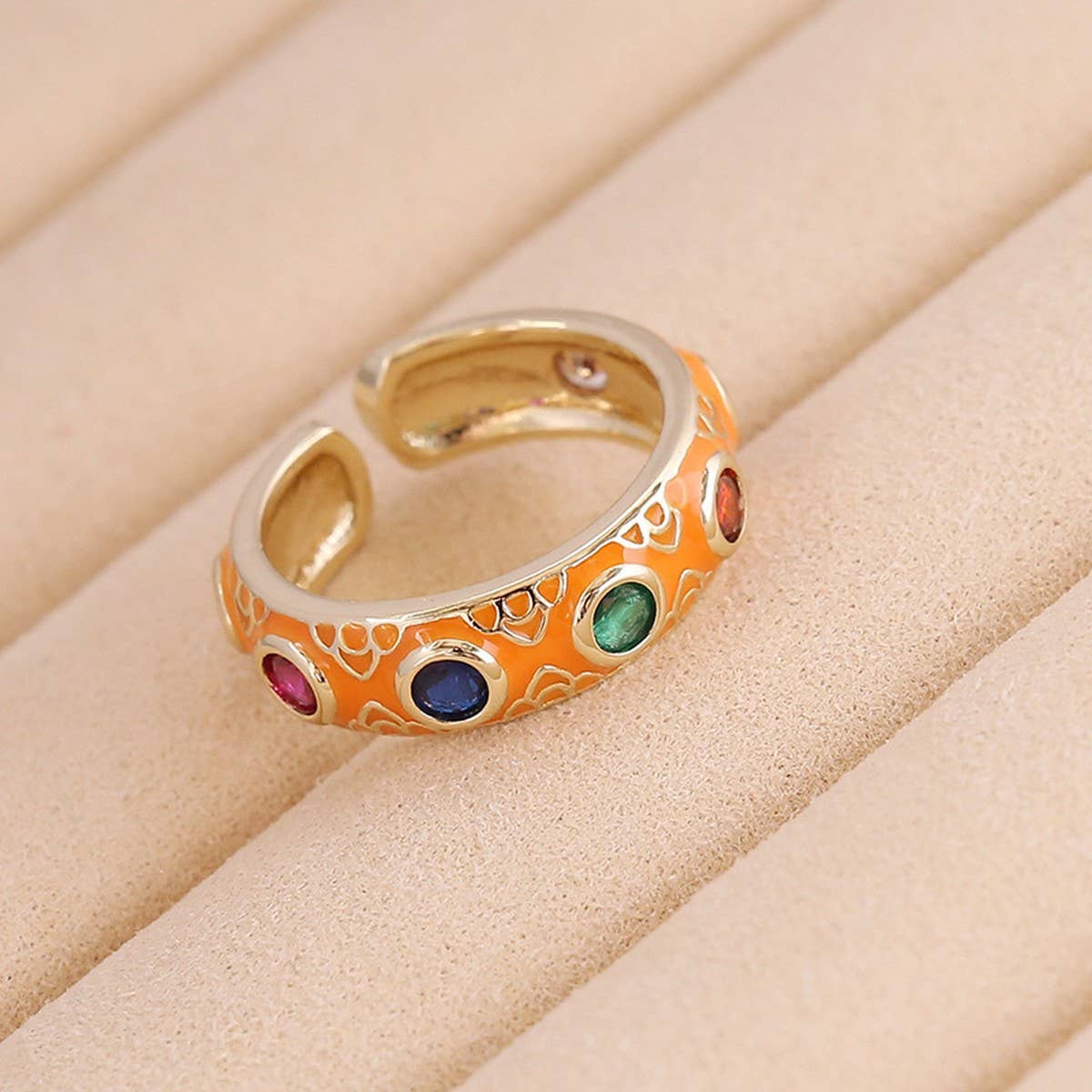 MULTICOLOR OIL DRIP OPEN PERSONALITY HIP HOP RING