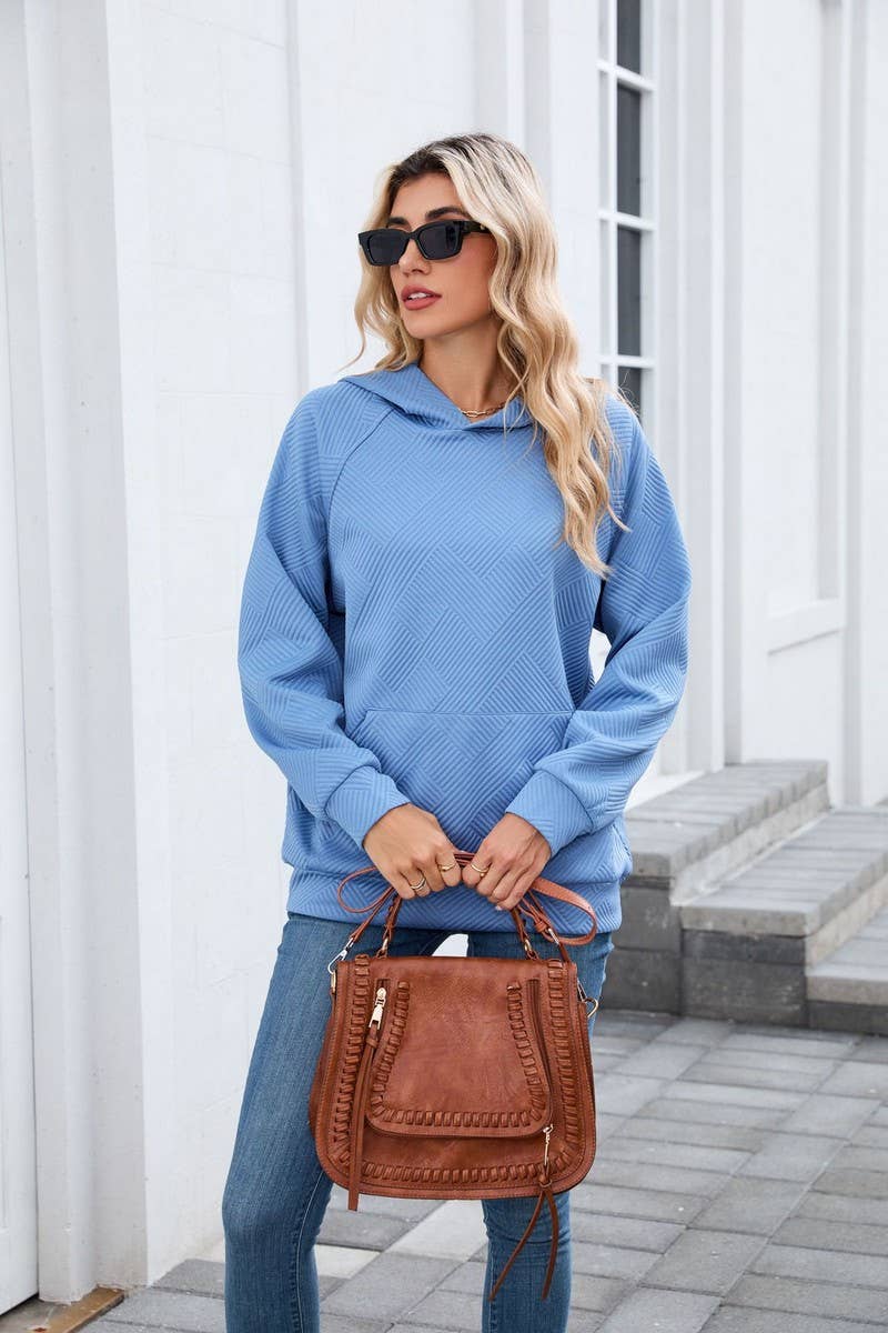 CWOHOL00661_SOLID HOODED POCKET CASUAL SWEATSHIRT