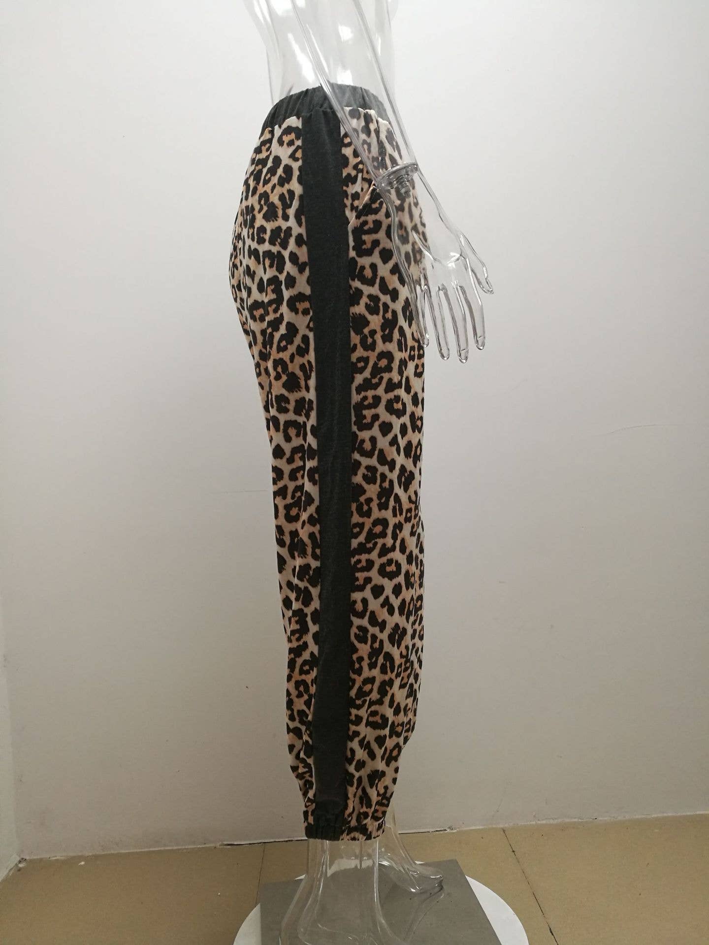 GRAY LEOPARD PRINT PANTS CASUAL JOGGING PANTS