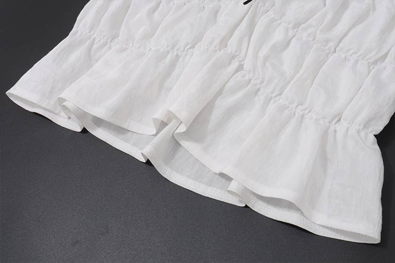 Pleated texture halter top short skirt set