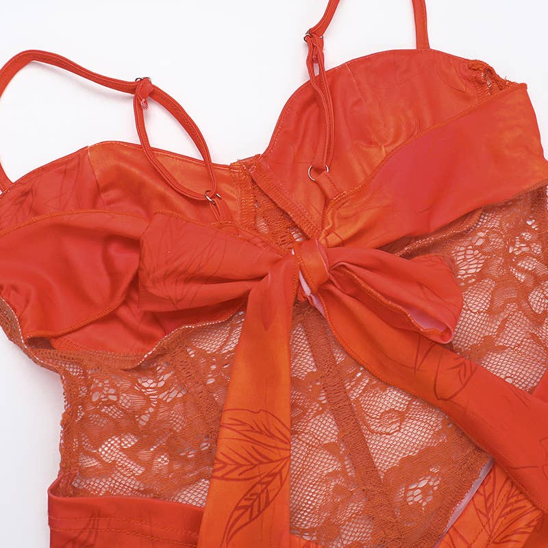 Lace corset sexy slit halter dress