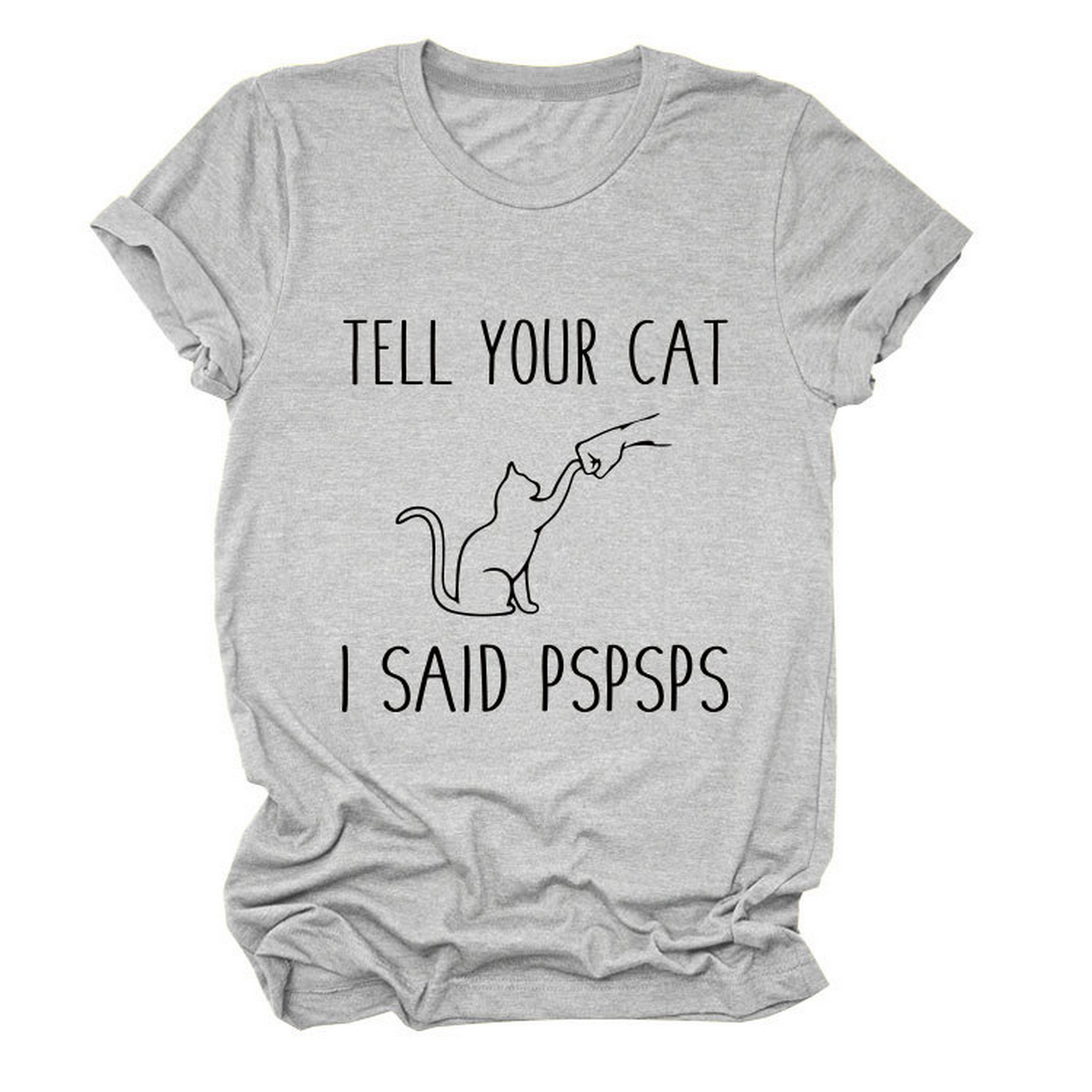 Casual Cat Print Tee ??Women??¢s Short Sleeve Top_CWTTS1519