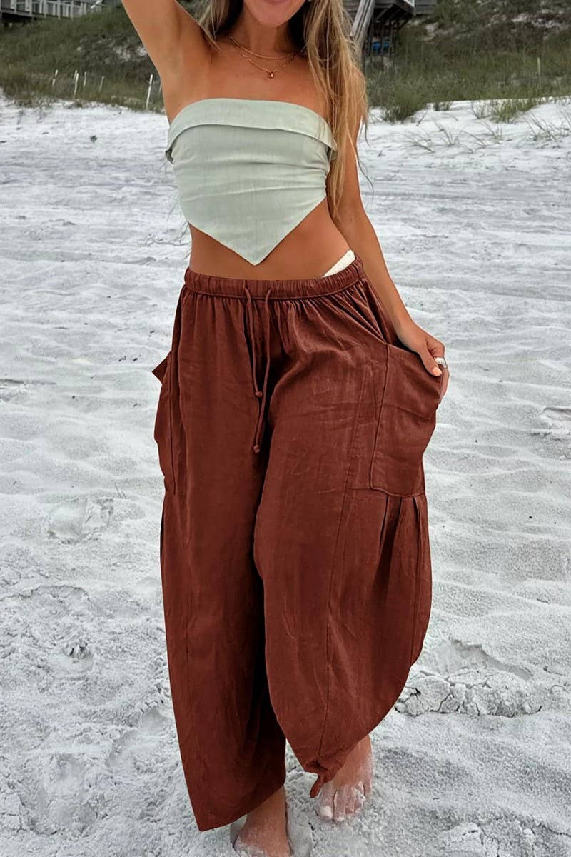 CWBLP0709_LOOSE CASUAL COTTON AND LINEN TROUSERS