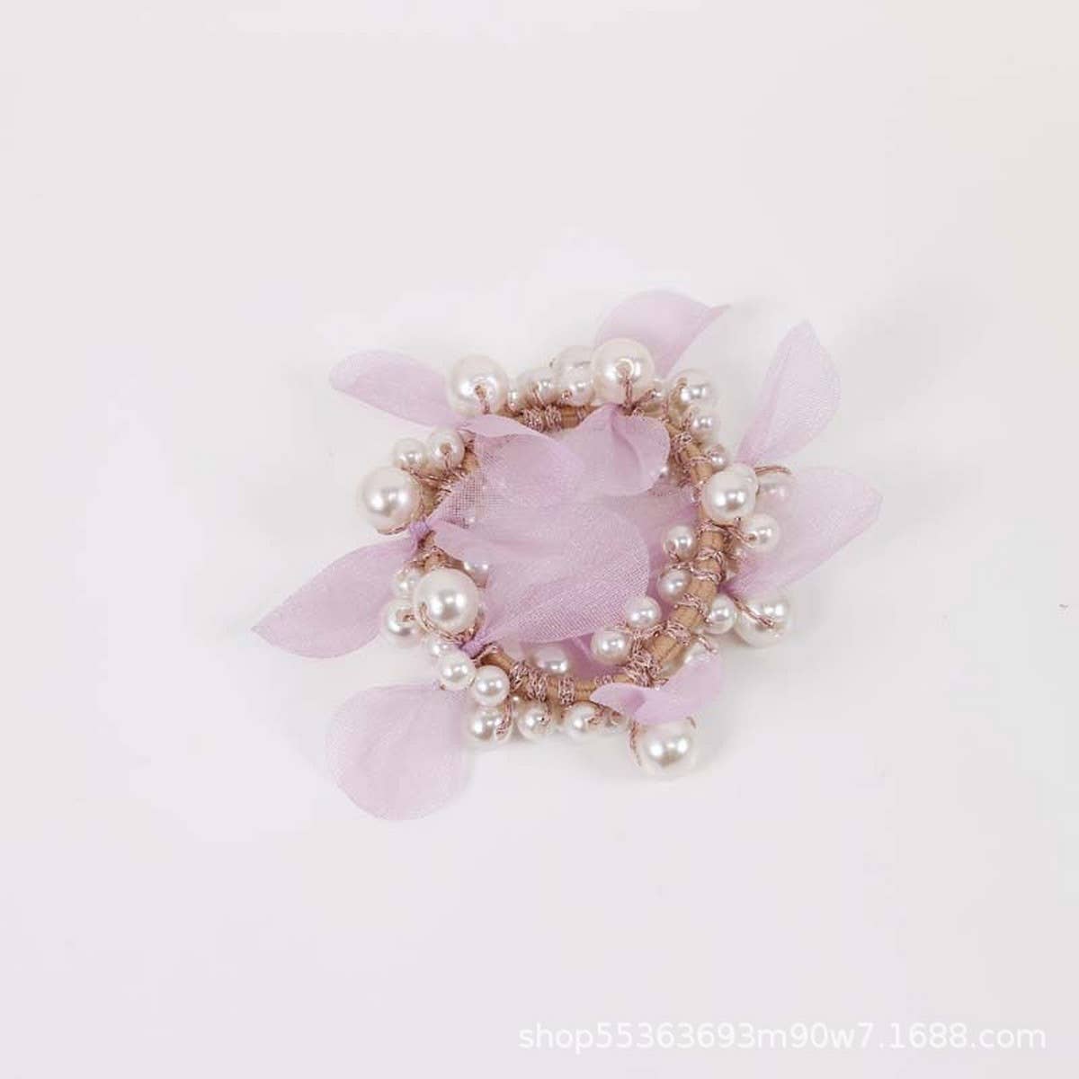 Elegant Lace Pearl Hair Tie Bun Ponytail Band