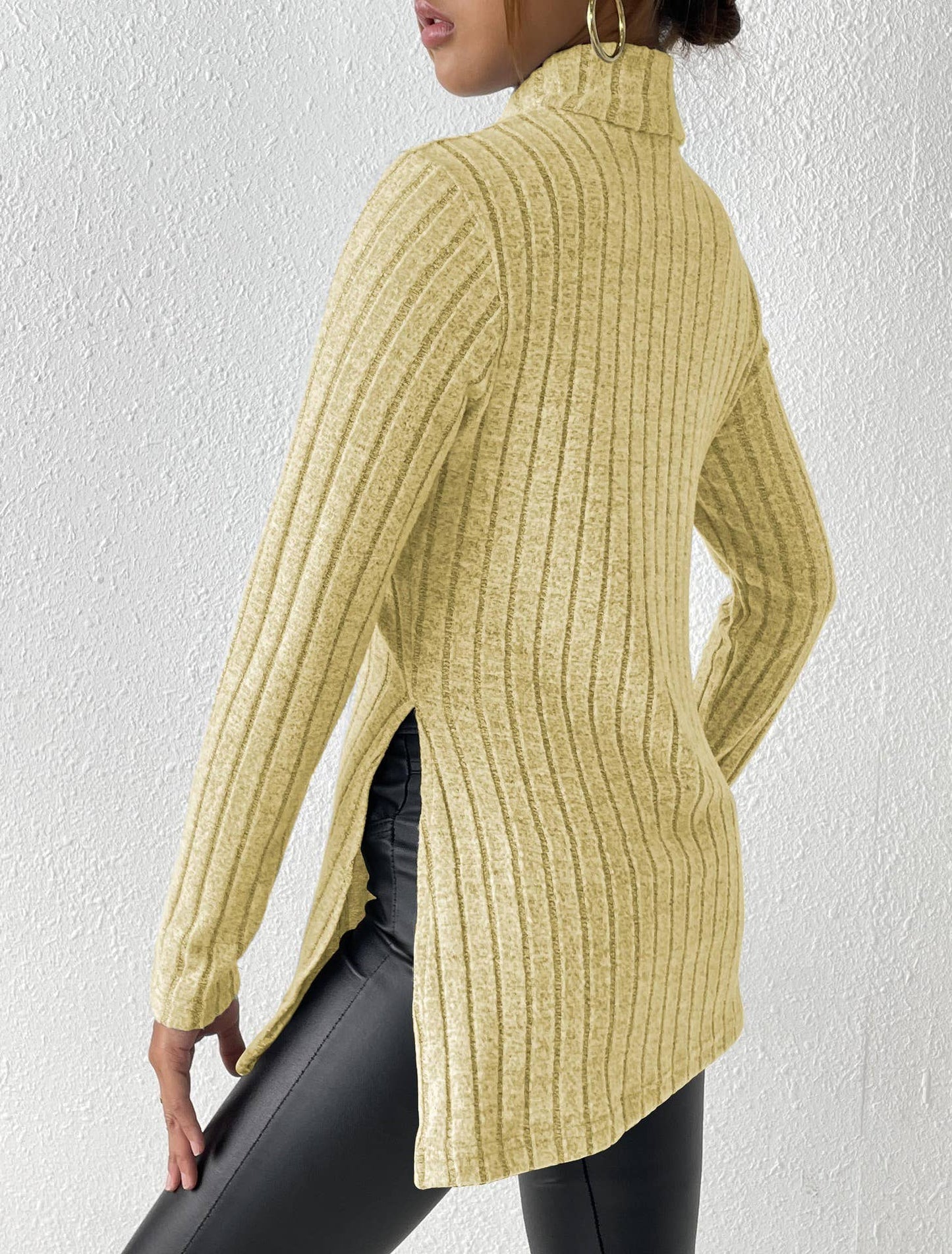 SLIM-FIT MID-LENGTH SWEATER SLIT PIT STRIPES