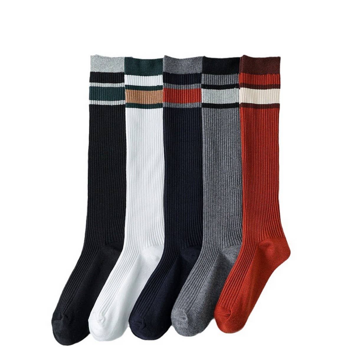 2024 NEW COLOR CONTRAST STRIPED MID-CALF SOCKS_CWMS0649