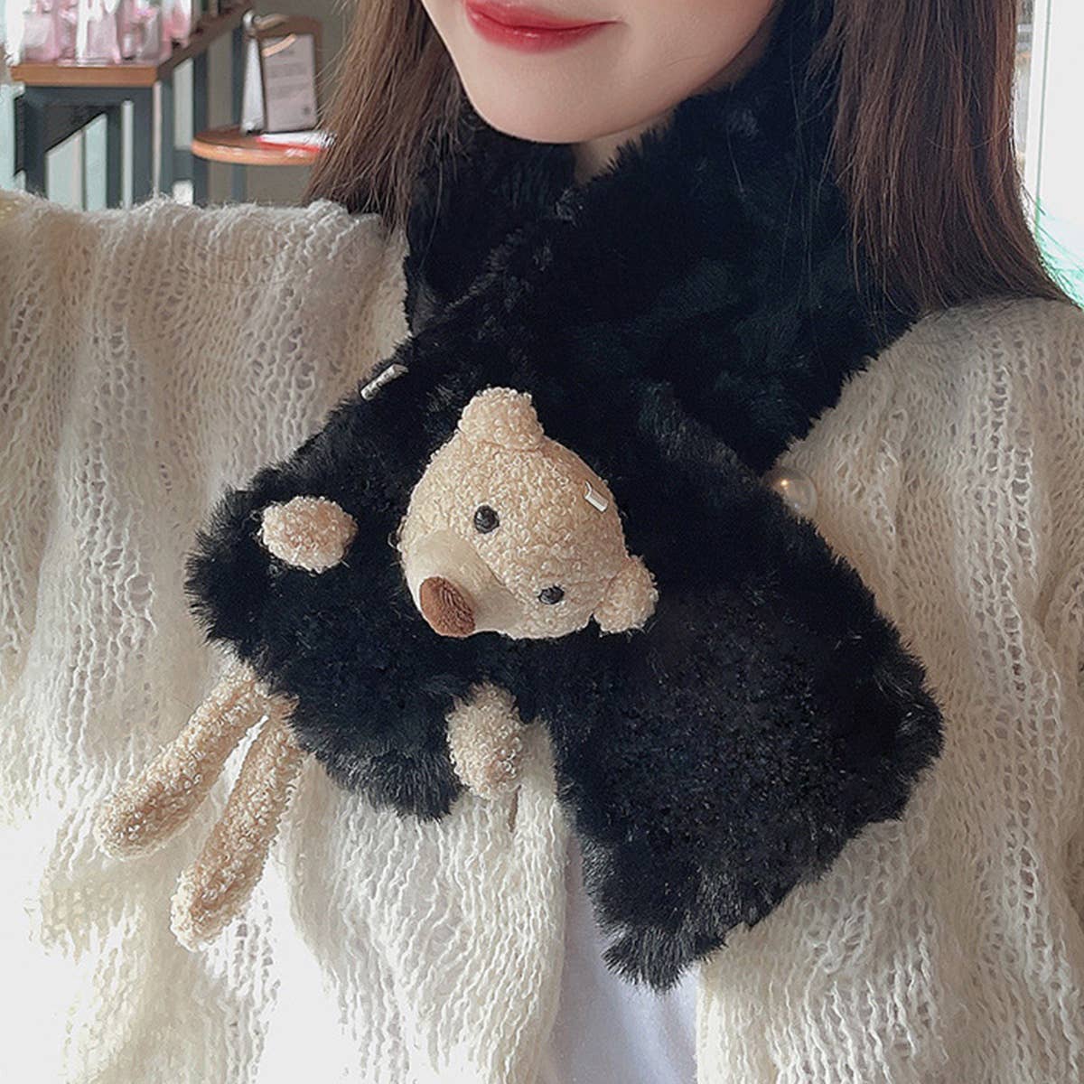 2024 CUTE CARTOON BEAR WARM SCARF_CWASC1255