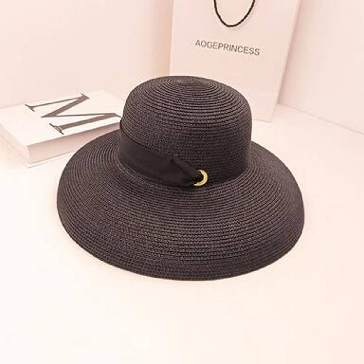 Summer foldable wide brim straw hat_CWAH3411