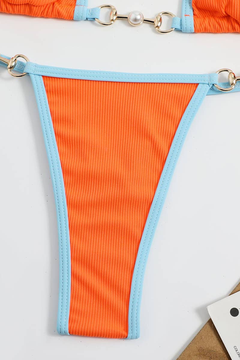 CWMW0739_SOLID COLOR BIKINI SWIMSUIT SET