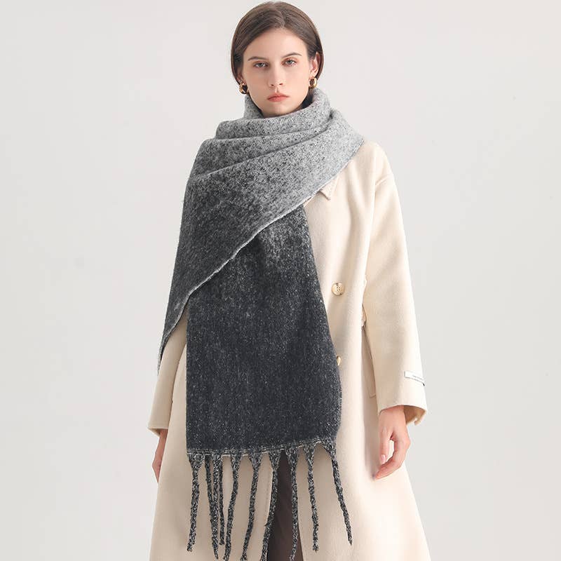 Thick Ombre Scarf Cashmere Touch Winter Shawl