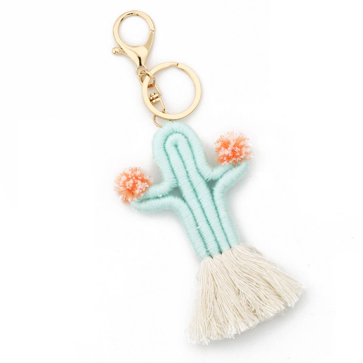 Handmade Cactus Keychain Colorful Cotton Rope_CWAB5025