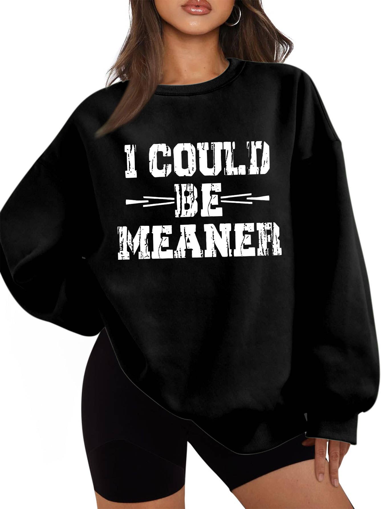 I could be meaner printed thickened warm hoodie