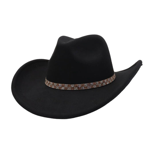 Western Ethnic  Felt Cowboy Fedora Hat_CWAH04408