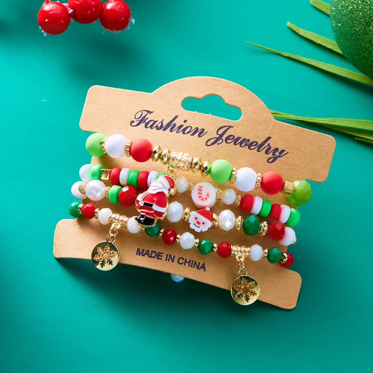 CHRISTMAS COMBINATION COLORFUL ELASTIC BRACELET