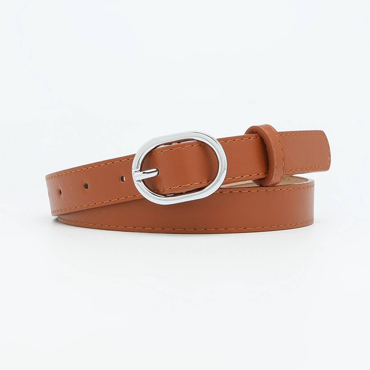 WOMEN'S BELT WITH SIMPLE SILVER BUCKLE DECORATION