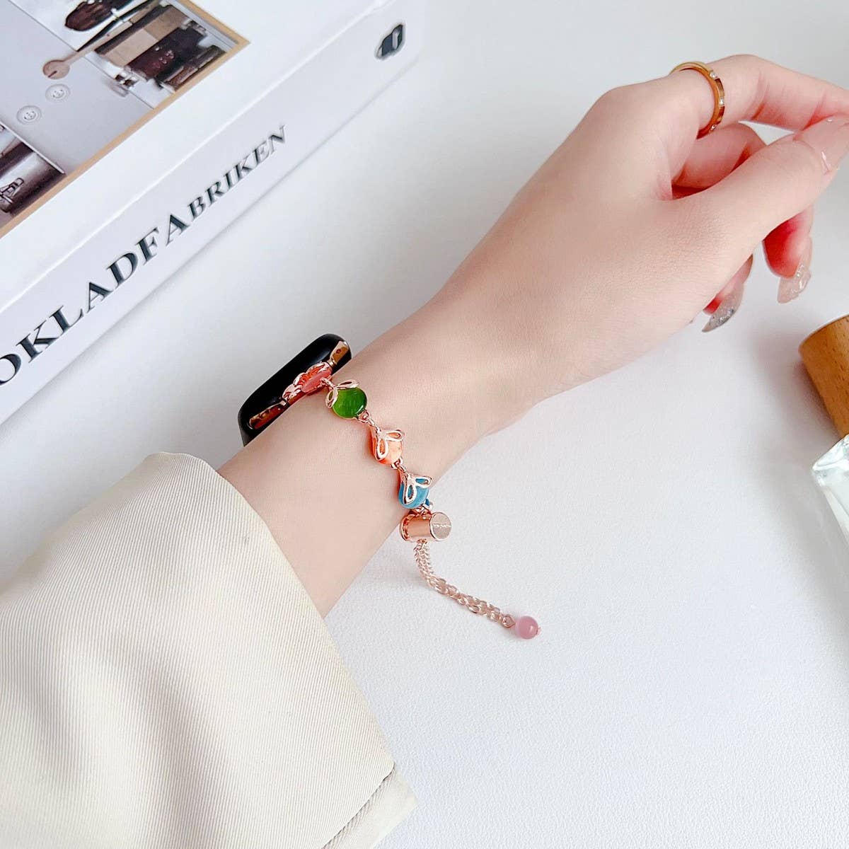 APPLE WATCH 9 CAT'S EYE METAL BRACELET STRAP_CWWW0064