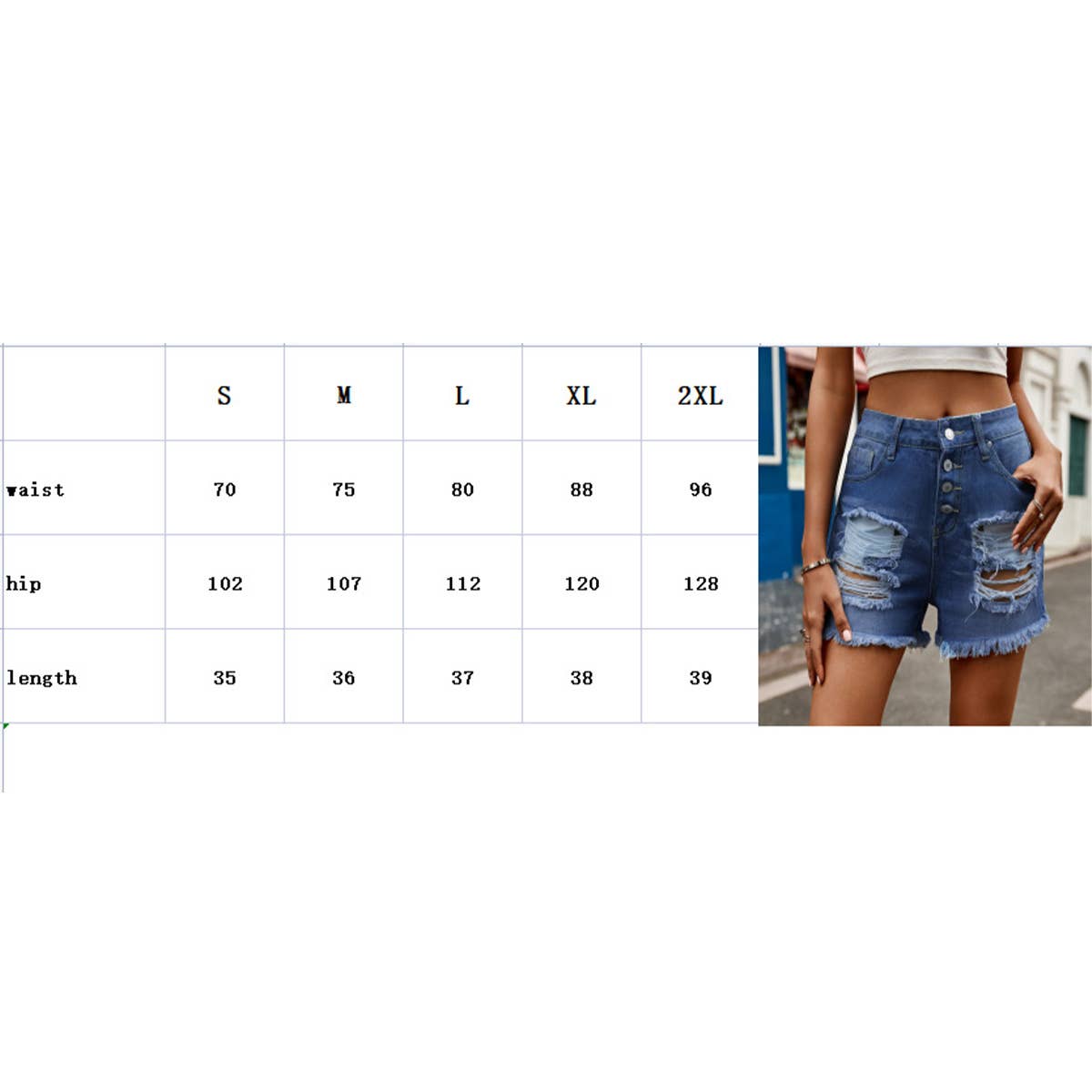 SINGLE-BREASTED RIPPED DENIM SHORTS WITH TASSELS_CWJS0217