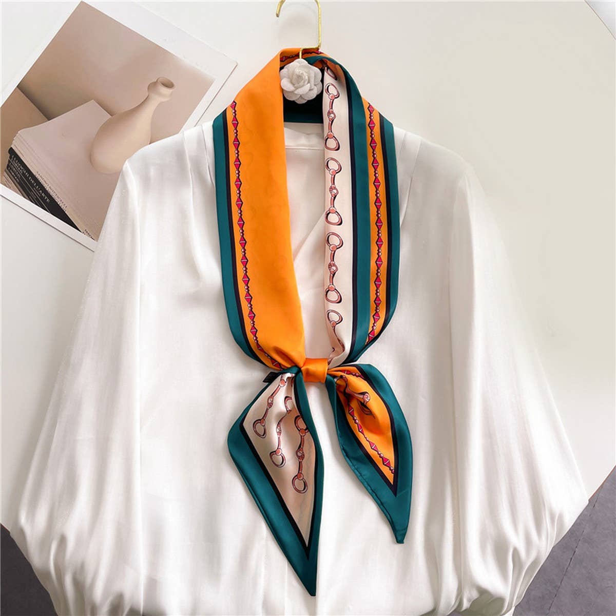 FASHIONABLE DOUBLE-LAYER RIBBON ANGLED HEAD SCARF
