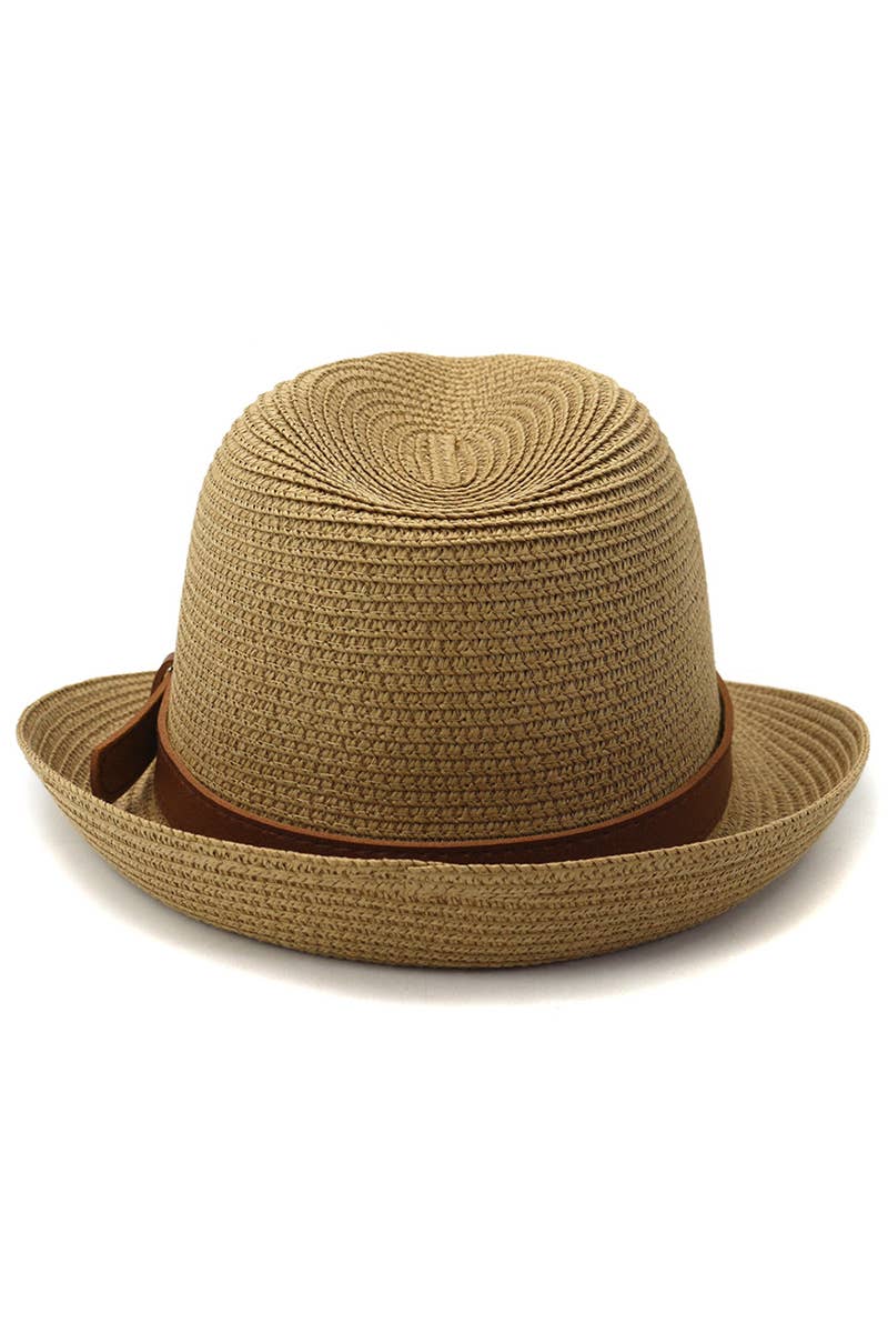 DANDY BELT SUMMER STRAW FEDORA HAT_CWAH0450