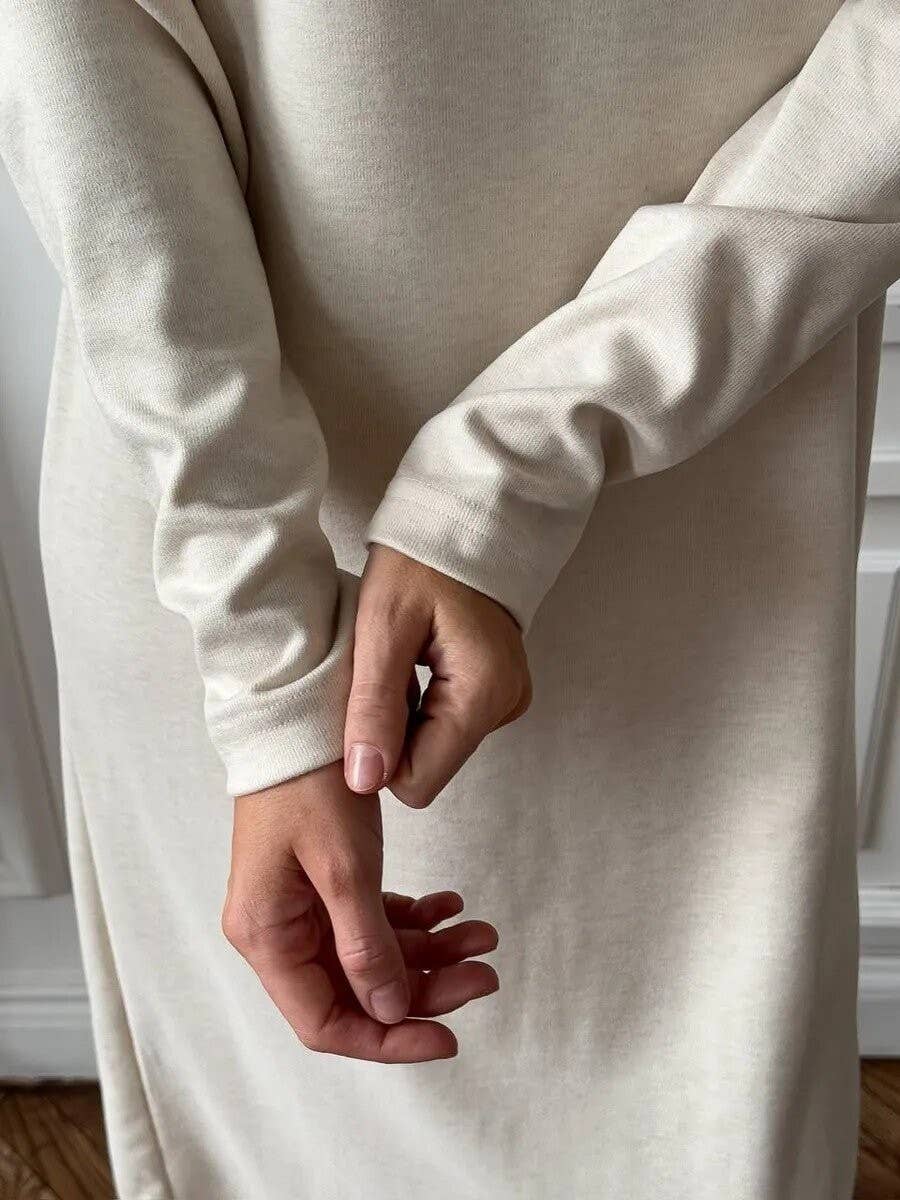 Fashion long sleeve down feel in the long dress