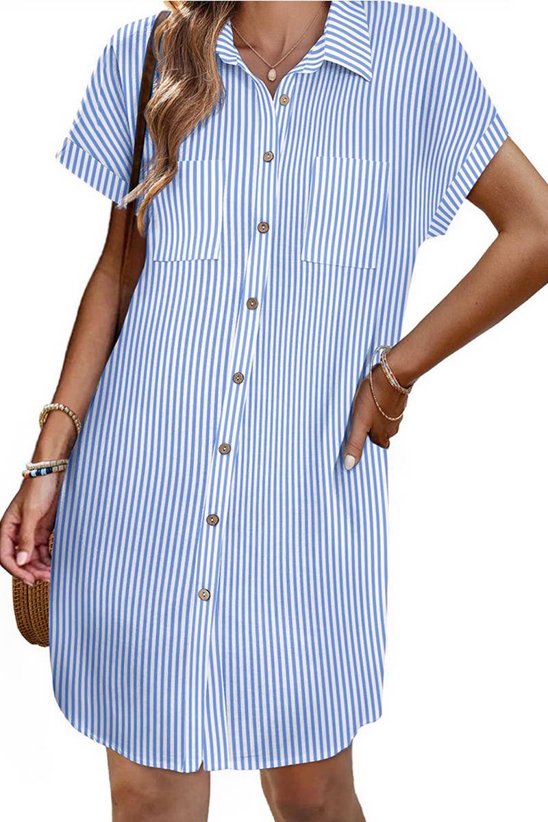 CWDSD7456_SUMMER COMMUTER STRIPED MID-LENGTH SHIRT DRESS