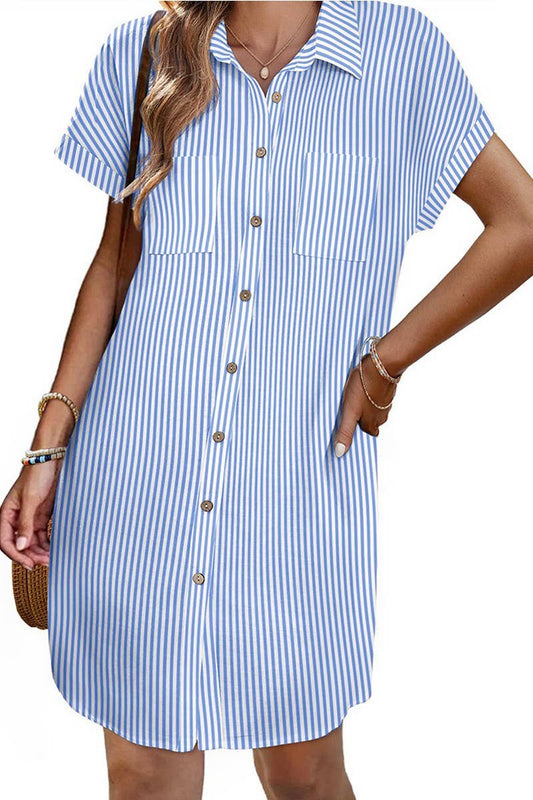 CWDSD7456_SUMMER COMMUTER STRIPED MID-LENGTH SHIRT DRESS